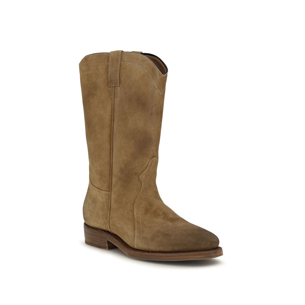 Beige Suede Leather Ankle Boots