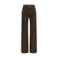 Brown Cotton Straight-Leg Jeans