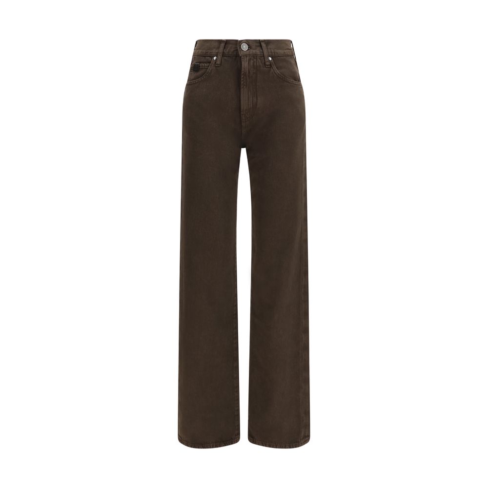Brown Cotton Straight-Leg Jeans