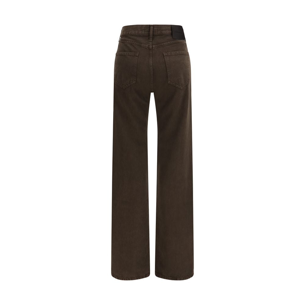 Brown Cotton Straight-Leg Jeans