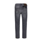 Gray Cotton Straight-Leg Jeans