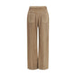 Brown Cotton Casual Pants