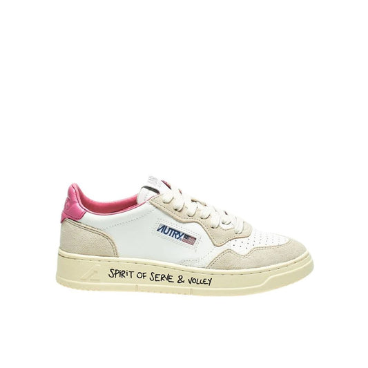 White Leather Low Top Sneakers