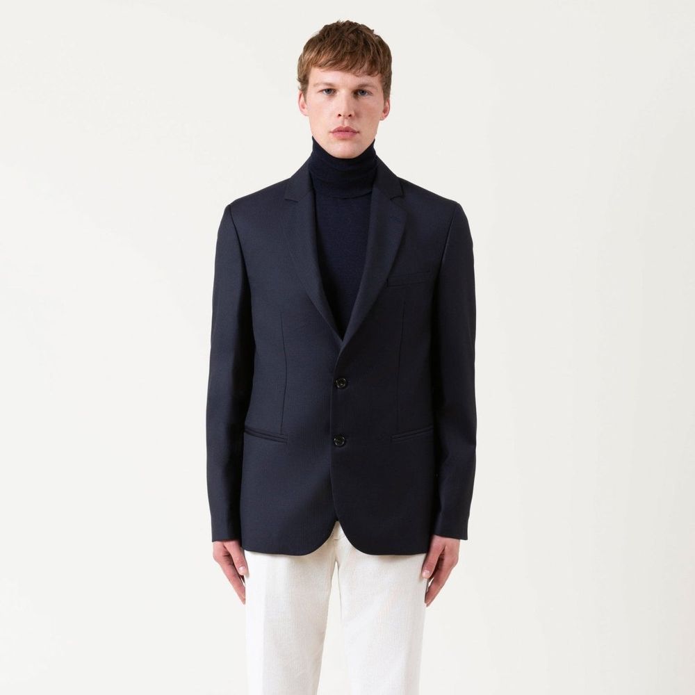 Blue Wool Full-Length Jacket