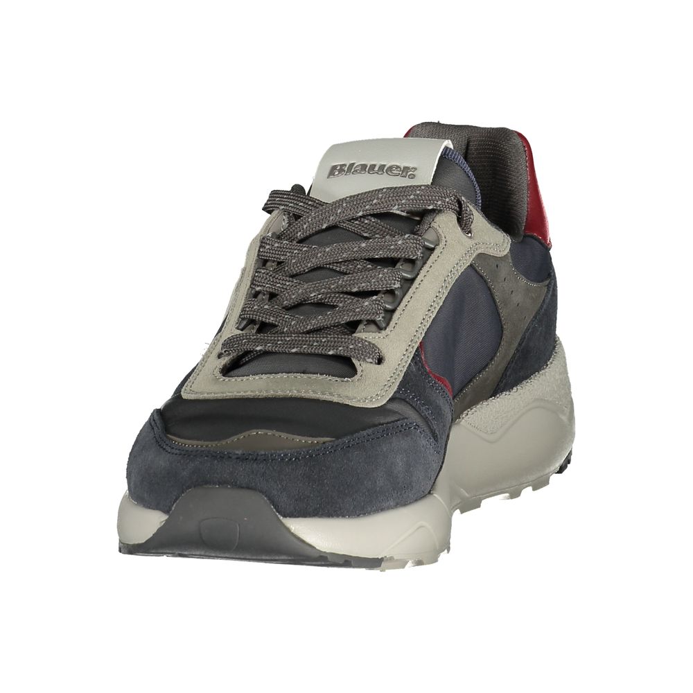 Blue Polyester Athletic Sneakers