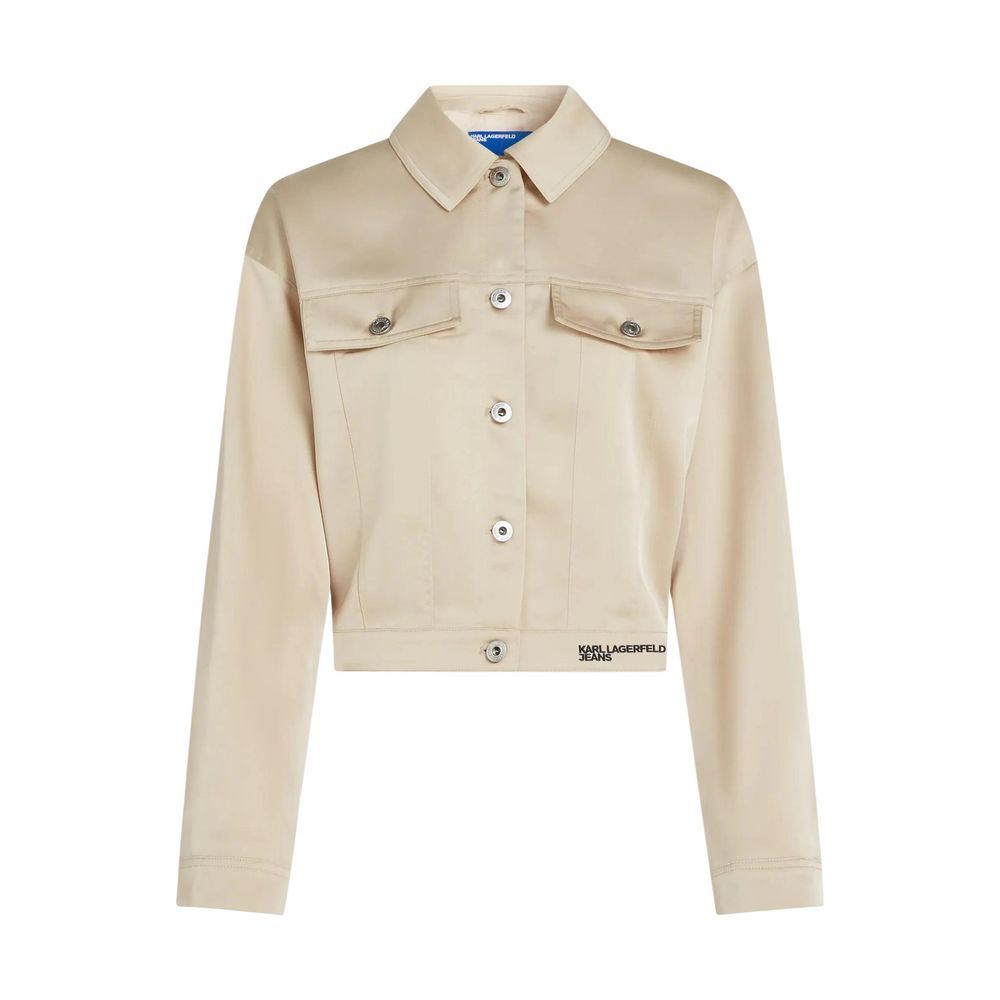 Beige Polyester Full-Length Jacket