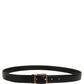 Black Classic Leather Gold Tone Buckle Belt