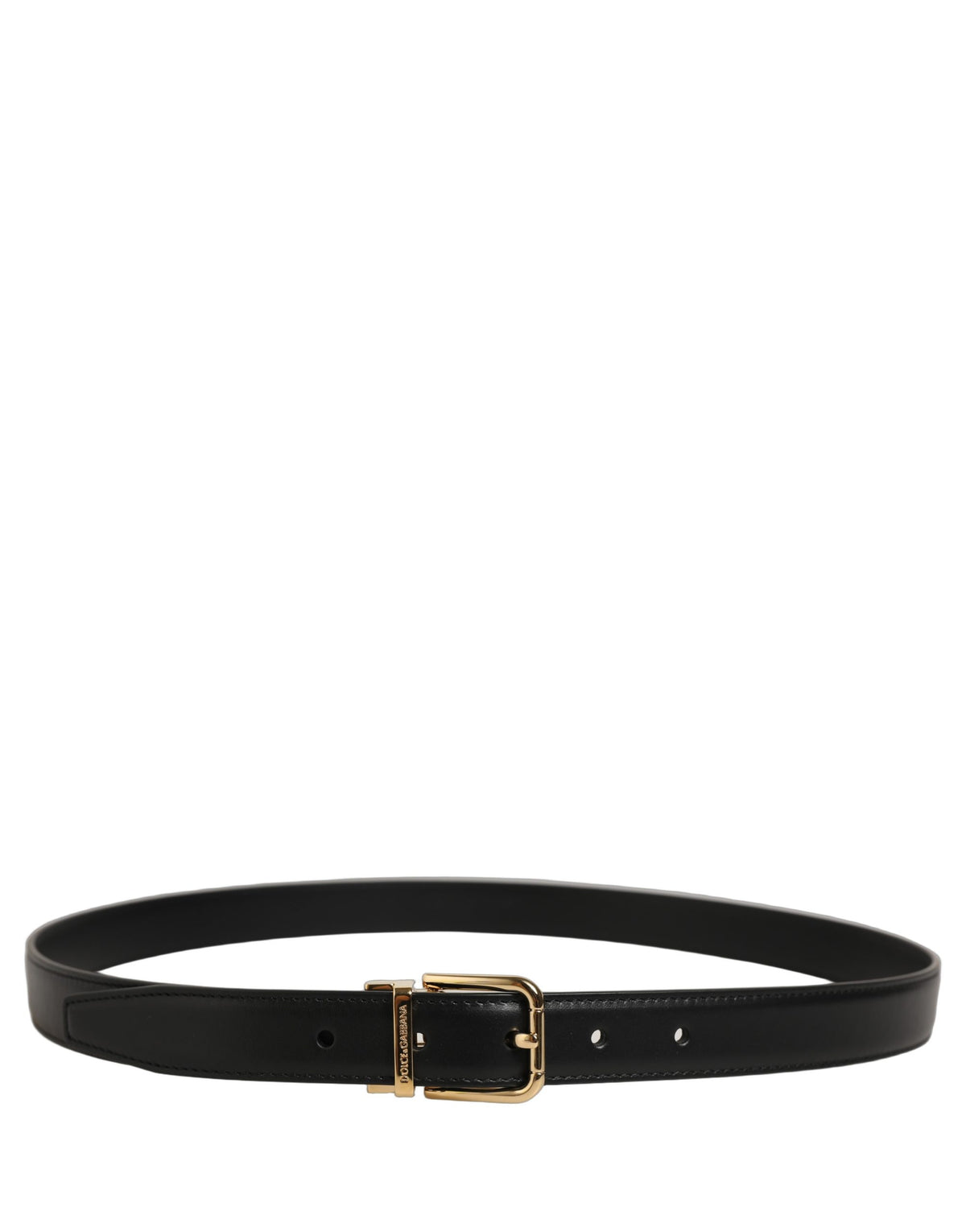 Black Classic Leather Gold Tone Buckle Belt