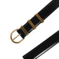 Black Classic Leather Gold Tone Buckle Belt