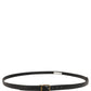 Black Leather Double Wrap Metal Buckle Belt