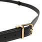 Black Leather Double Wrap Metal Buckle Belt