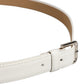 White Leather Silver Tone Metal Buckle Belt
