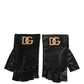 Black Embellished Wrist Length Fingerless Gloves
