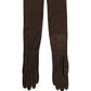 Brown Genuine Leather Suede Elbow Length Gloves