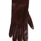 Brown Genuine Leather Long Elbow Length Gloves