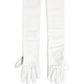 White Genuine Leather Embossed DG Logo Gloves