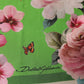 Green Floral Print Silk Square Foulard Scarf