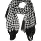 Black White Napoli Silk Gingham Shawl Scarf