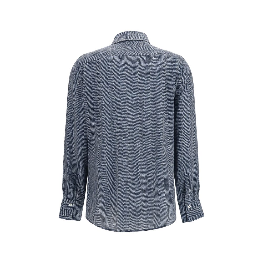 Blue Silk Pattern Shirt