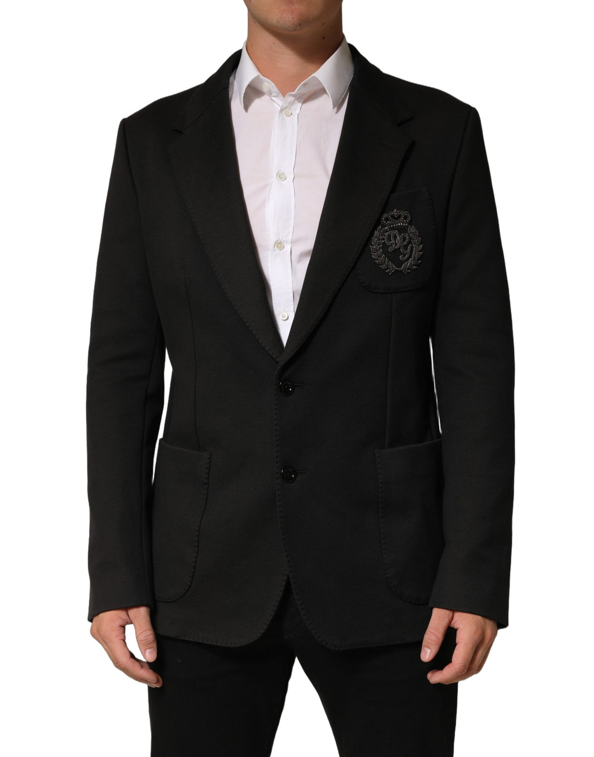 Black Embroidered Single Breasted Jacket