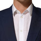 Dark Blue Flax Men Single Breasted Jacket