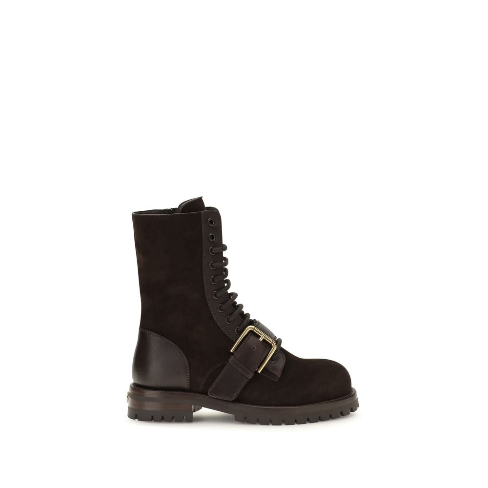Black Calf Leather Bos Taurus Lace-Up Boots