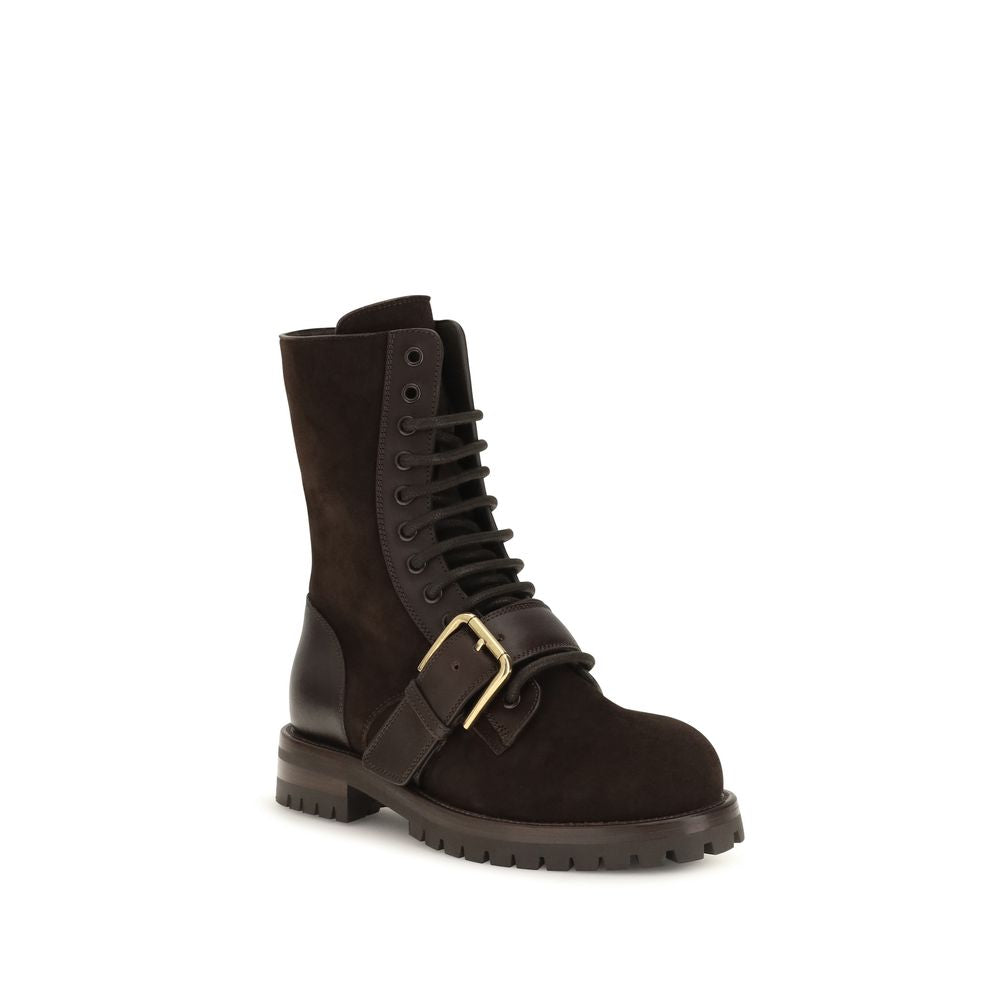 Black Calf Leather Bos Taurus Lace-Up Boots