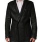 Black Lamb Leather Double Breasted Jacket