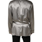 Gray Silk Satin Robe Embroidered Jacket