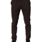 Brown Cotton Skinny Leg Dress Trouser Pants