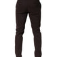 Brown Cotton Skinny Leg Dress Trouser Pants