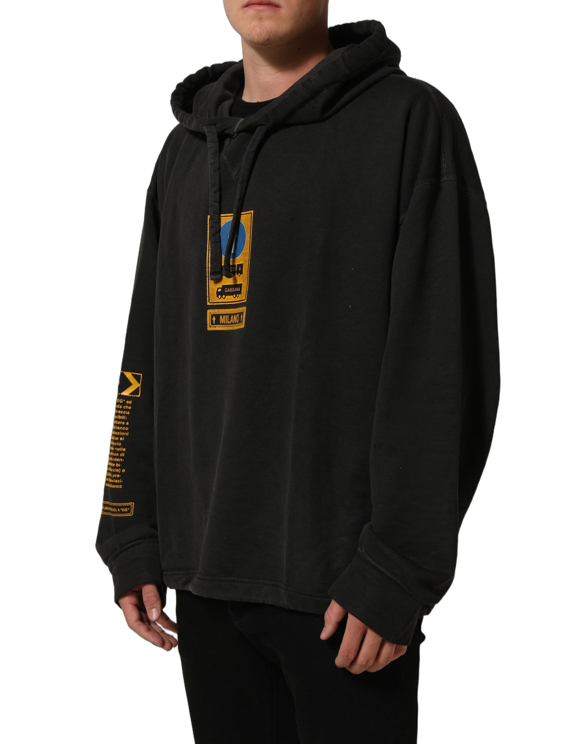 Black Cotton DG Shield Hooded Sweatshirt Sweater