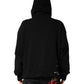 Black Cotton Printed Men Hooded Sweatshirt Sweater