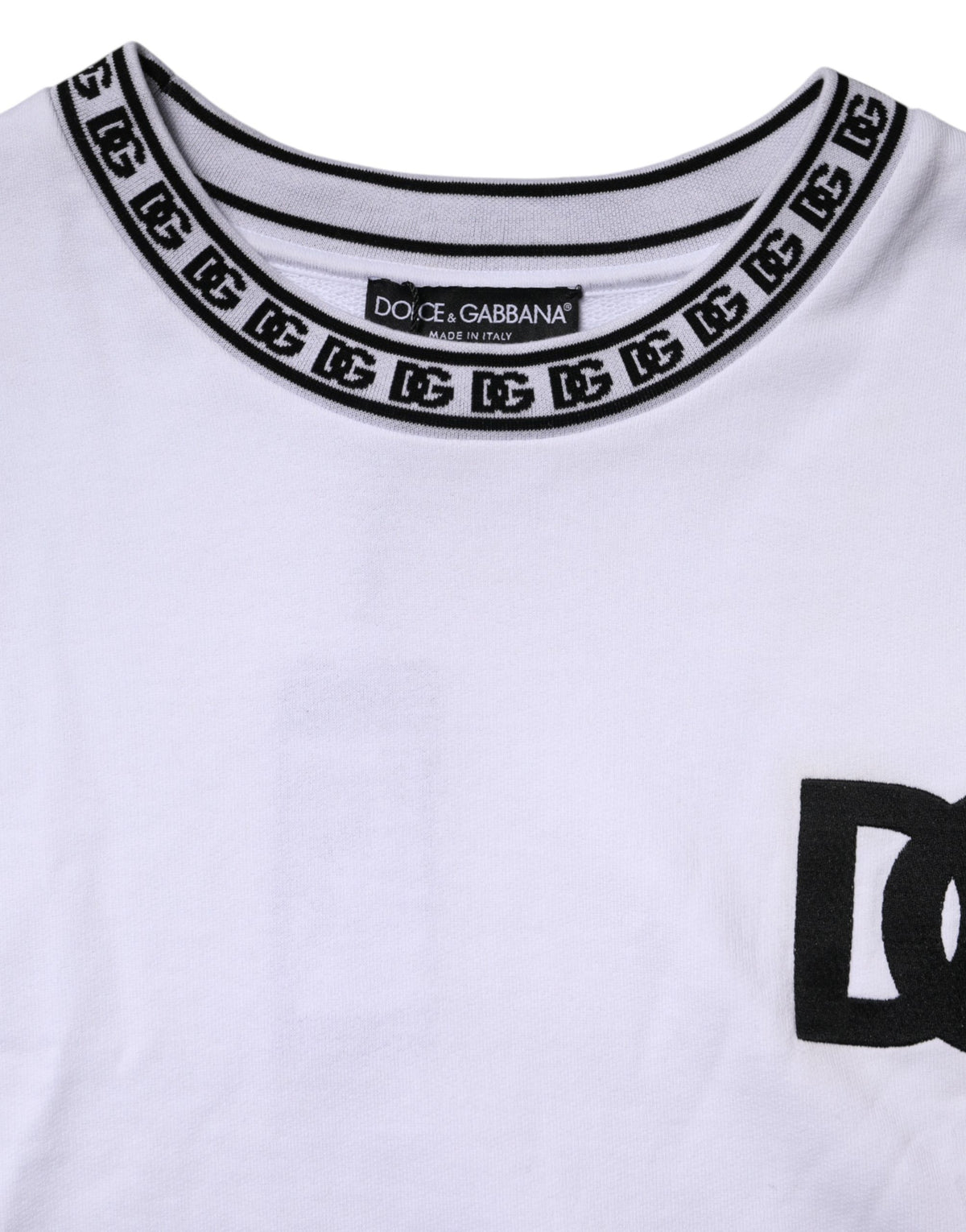 White Cotton DG Crew Neck Sweatshirt Sweater