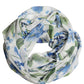 White Blue Floral Square Foulard Scarf
