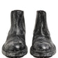 Black Gray Leather Ankle Chelsea Boots Shoes