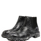 Black Gray Leather Ankle Chelsea Boots Shoes