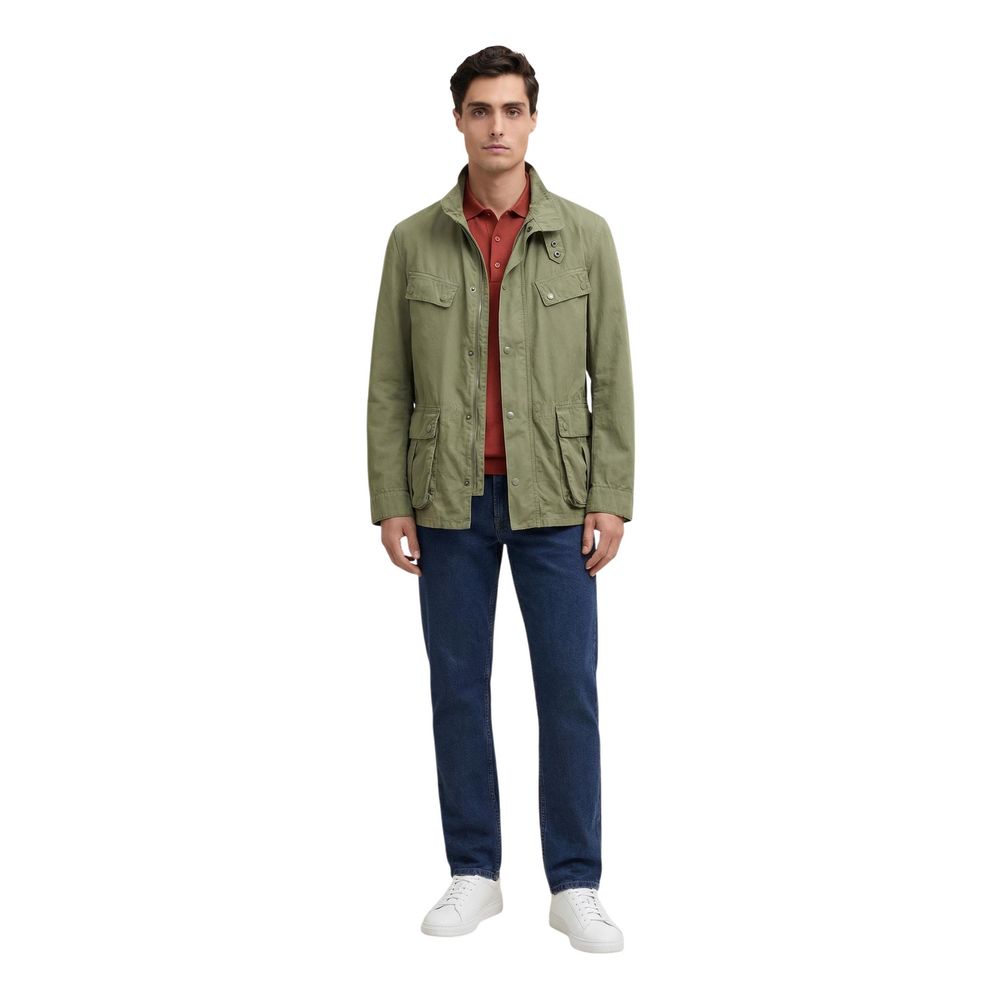Green Cotton Full-Length Jacket