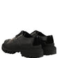 Black Calfskin Leather Trekking Derby Shoes