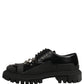Black Calfskin Leather Trekking Derby Shoes