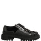 Black Calfskin Leather Trekking Derby Shoes