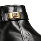 Black Leather Buckle Mid Calf Boots Men Shoes