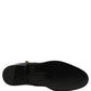 Black Leather Buckle Mid Calf Boots Men Shoes