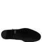 Black Leather Buckle Mid Calf Boots Shoes
