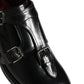 Black Leather Monk Strap Formal Dress Shoes