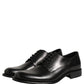 Black Calfskin Leather Derby Men Dress Shoes