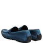 Blue Calfskin Leather Driver Loafers Shoes