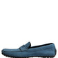 Blue Calfskin Leather Driver Loafers Shoes