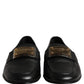 Black Leather Logo Plaque Loafers Men Shoes