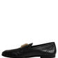 Black Leather Logo Plaque Loafers Men Shoes